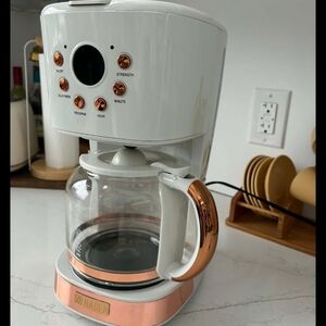 Hayden White and Copper 12-Cup Drip Coffee Maker